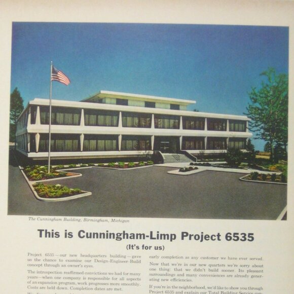 Vintage 1960s Cunningham-Limp Project 6535 Ad Print Birmingham Michigan - Picture 2 of 2